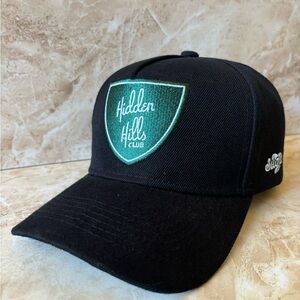 Hidden Hills SnapBack Hat // black hate white brim with green